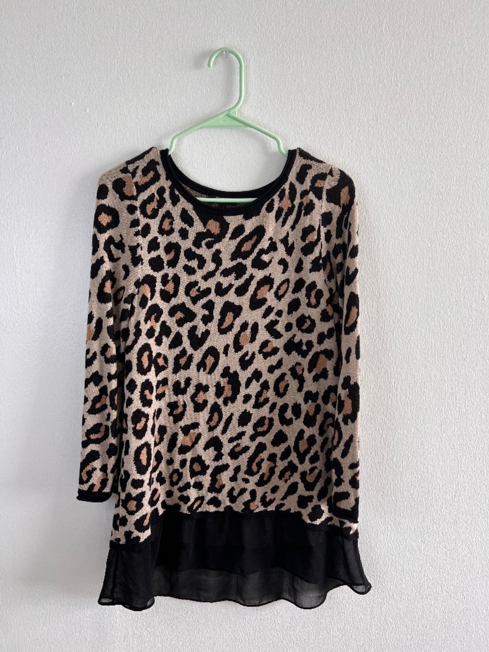 Cupio Leopard Print Knit Tunic Top